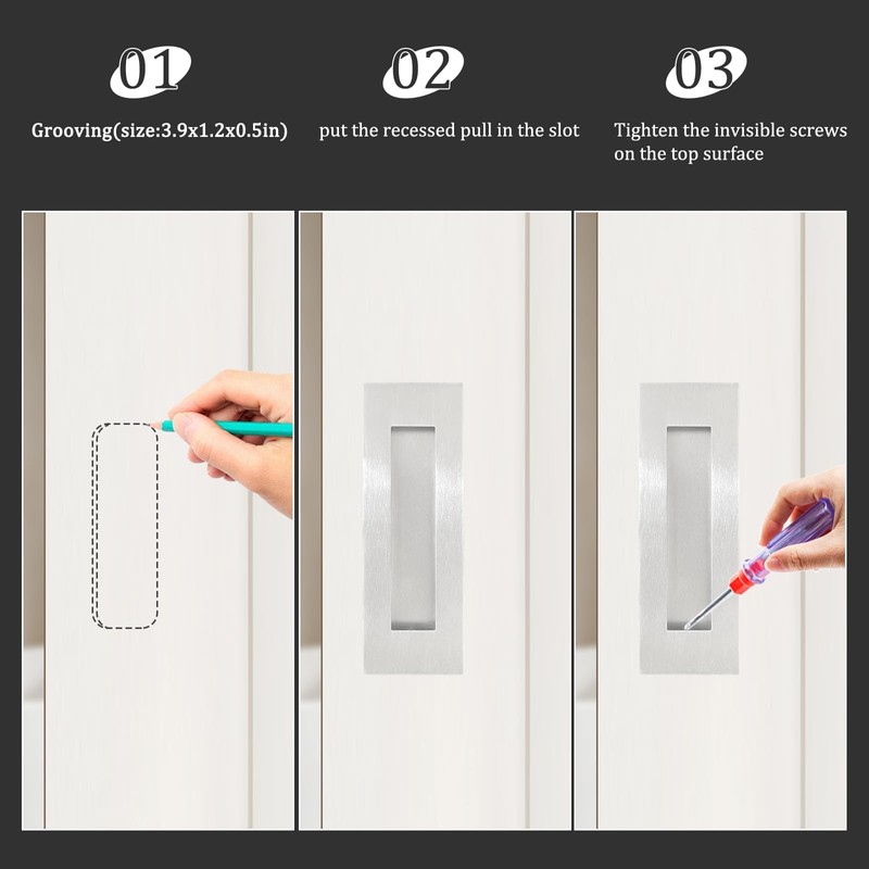 senharvest Pocket Door Pull and Edge Pull Set Brushed Nickel,