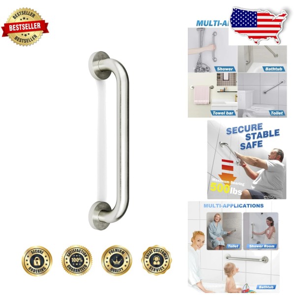 Secure 16-inch Bathroom Grab Bar - Heavy-Duty Support for Showers