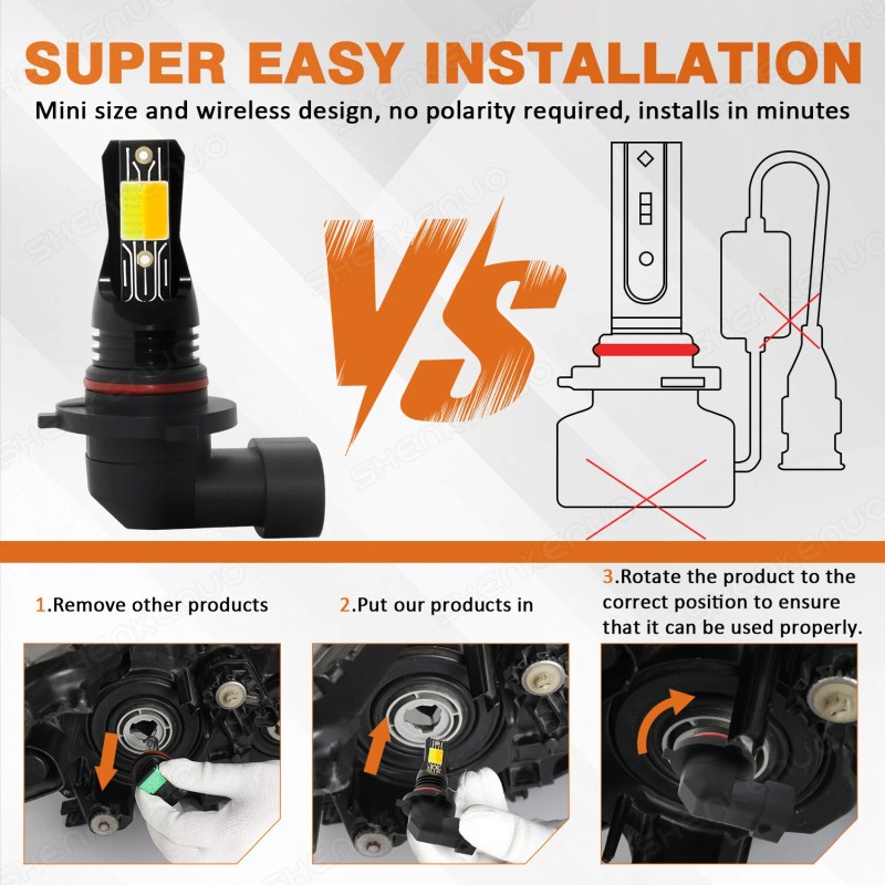 SHENKENUO Switchback 9005 HB3 LED Headlight Bulbs High Beam Dual