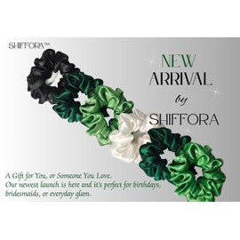 SHIFFORA Women's Scrunchies For Hair Soft Velvet Ponytail Holder Elastic Bands Teens (Black, white, green, light green)