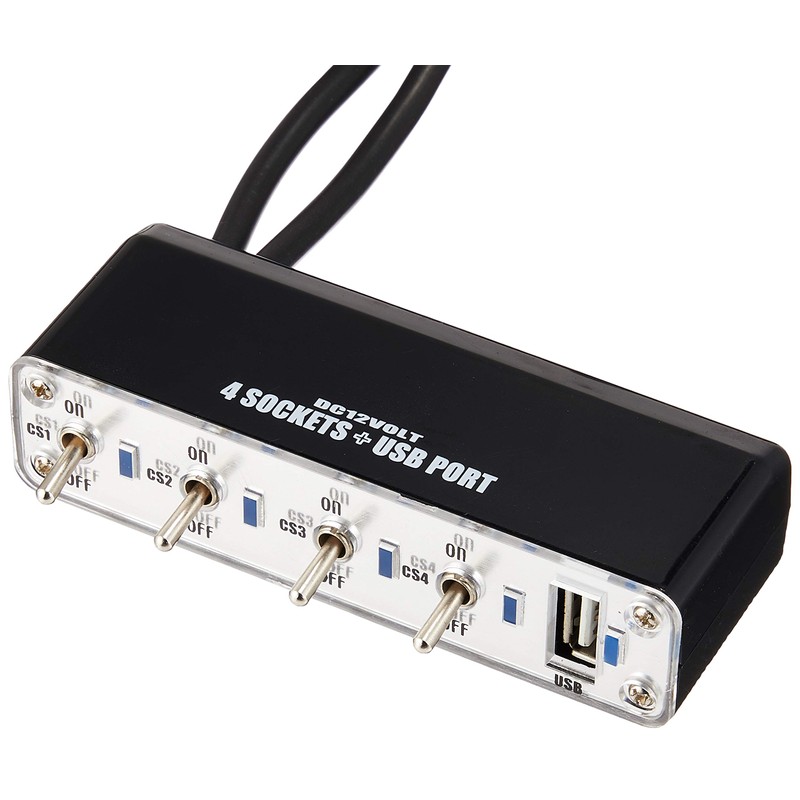 Braith 4連 シガーソケット USB DC12V セパレートスイッチ付き BS-500