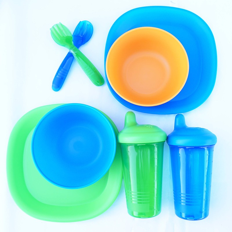 Parent's Choice Tableware Assortment w/Green, Blue, Orange Assortment