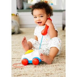 Fisher-Price Teléfono Parlanchín Juguete para Bebés 1+ Años | Para jalar; disco giratorio, timbres y ojitos móviles; fomenta el juego de roles