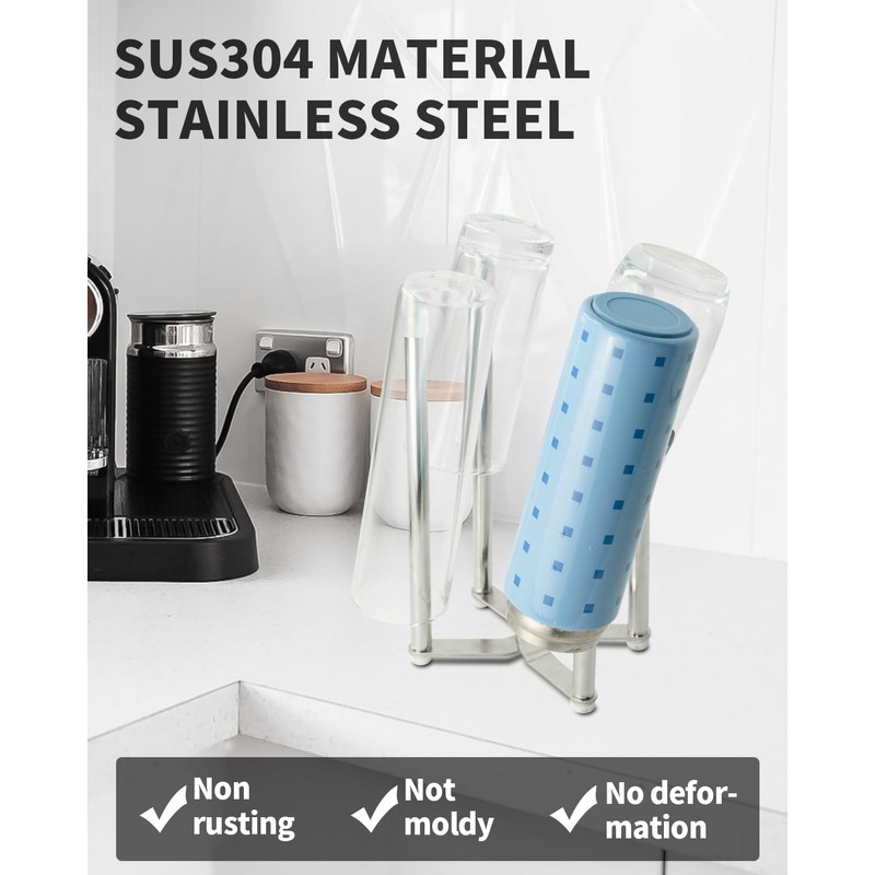 Mukkuri Drying Rack, Stainless Steel Kitchen Stand Holder for Bottles,