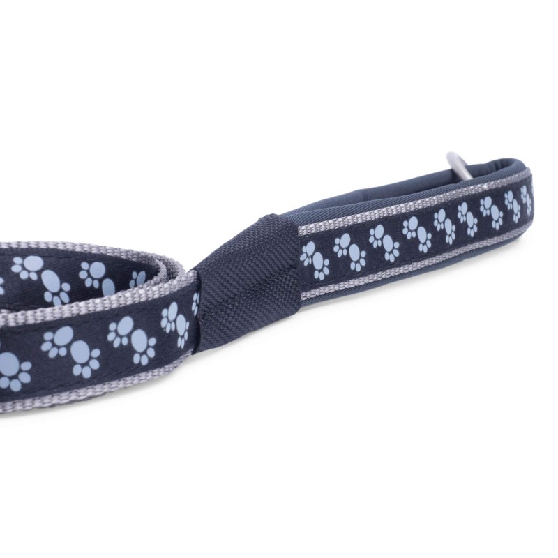 Petface Signature Padded Dog Lead, Medium, Black Paws