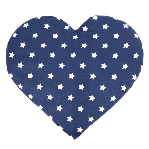 Organic Spelt Cushion Heart Approx. 30 x 25 cm – Stars Blue – Heat Cushion – Grain Cushion – A Charming Gift – Heart Cushion