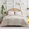 CozyLux Beige Comforter Set Full Size, 3 Pieces Solid Breathable