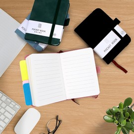 Yeenano Notepad a7.2 Pieces Portable A7 Notebook Small Notebooks Pocket Size Mini Small Notepad Notebooks with 200 Pages for School Work Travel (Black + Green)