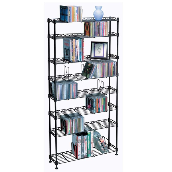 Atlantic Maxsteel 8-Tier Heavy Gauge Steel Wire Storage Shelving, holds up to 440 CD; or 228 DVD; or 264 Blu-Ray/Video Game discs, also great for organize collectable/memorabilia, in Black – PN 3020