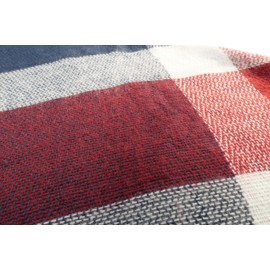 Wander Agio Womens Warm Scarf Triangle Shawls Large Scarves Stripe Plaid Fichu Big Dark Blue Purplish Red 23