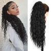 Claw Long Wavy Ponytail Extension Natural Black 30" Curly Pony Tail Clip in Hair Extensions for Women Fluffy Natural Looking Synthetic Hairpiece for Daily Use