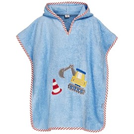 Playshoes Unisex Children's Terry Towelling Poncho Bathrobe Towel, Bulldozer