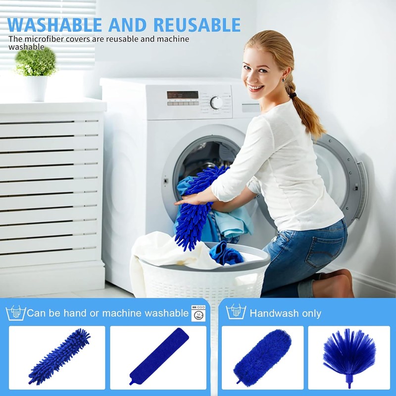 Tiumso Dusters for Cleaning,Microfiber Feather Duster 5-in-1 Kit, Duster with