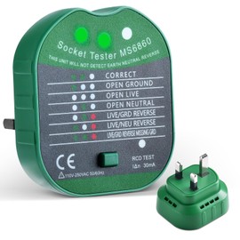 Socket Tester,110-250V Voltage Detector,Socket Tester Uk,Automatic Electronic RCD Plug Tester,Neutral Leakage and Polarity Detector，7 Diagnostic Results for Power Socket Wiring Inspection (st-1)