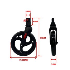 2PC 8 Inch Front Wheel with Front Fork Drive, Replacement Wheel for Rollator Walker, Rollator Front Castor Wheels and Drive Front Fork Assembly, Fit for Quick-Release Axle Front Wheel Structure (1Pr)