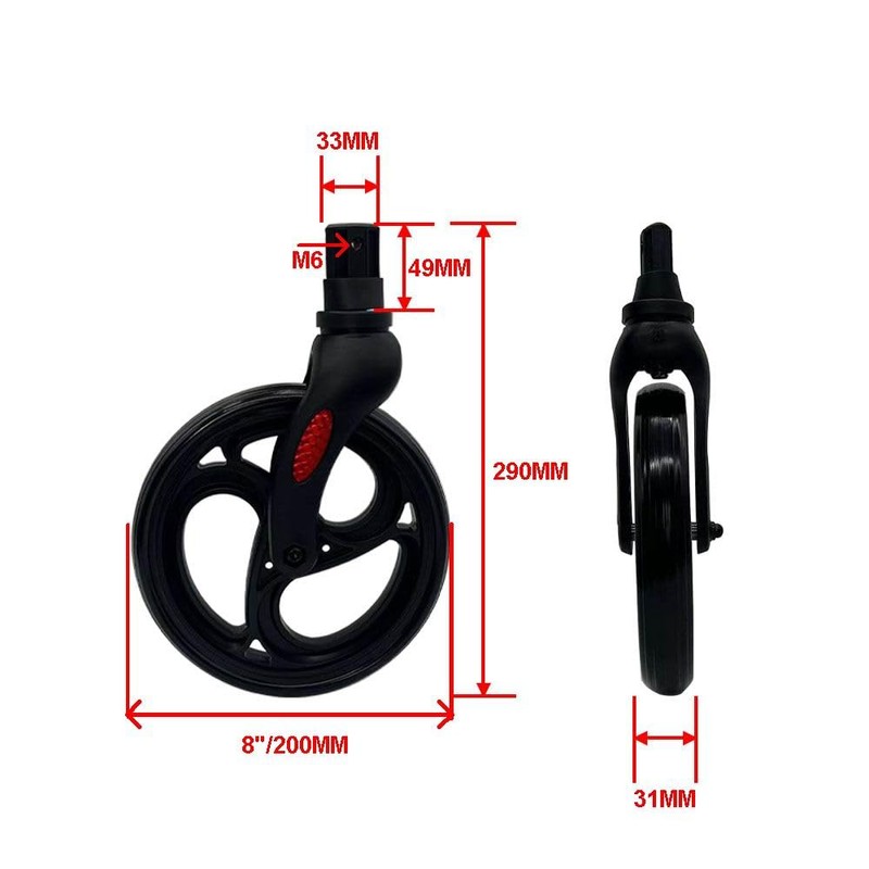 2PC 8 Inch Front Wheel with Front Fork Drive, Replacement