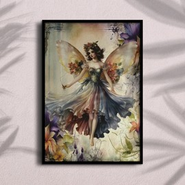 Vintage Fairy Rice Paper, 11.5 x 16 inch (1pc) - Mulberry Paper for Decoupage Furniture Print Crafts