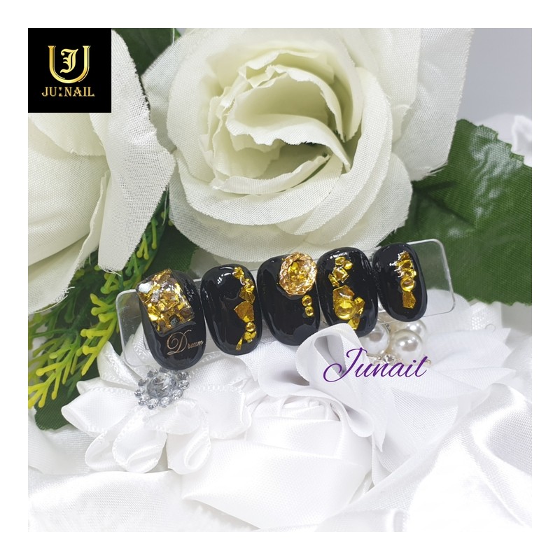 Yellow Stone Handmade Nail Tips - Short Round / Yellow스톤