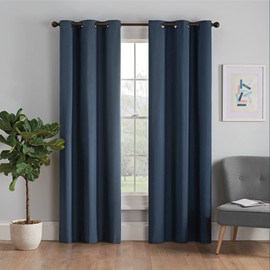 ECLIPSE Microfiber Total Privacy Blackout Thermal Grommet Window Curtain for Bedroom (1 Panel), 42" x 84", Navy