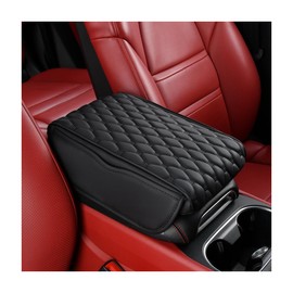 CGEAMDY Car Armrest Cushion, Vehicle Memory Foam Armrest Box Pad, Waterproof Universal Car Armrest Center Console Leather Cover Protector, Vehicle Consoles Styling Interior Accessories(Black)