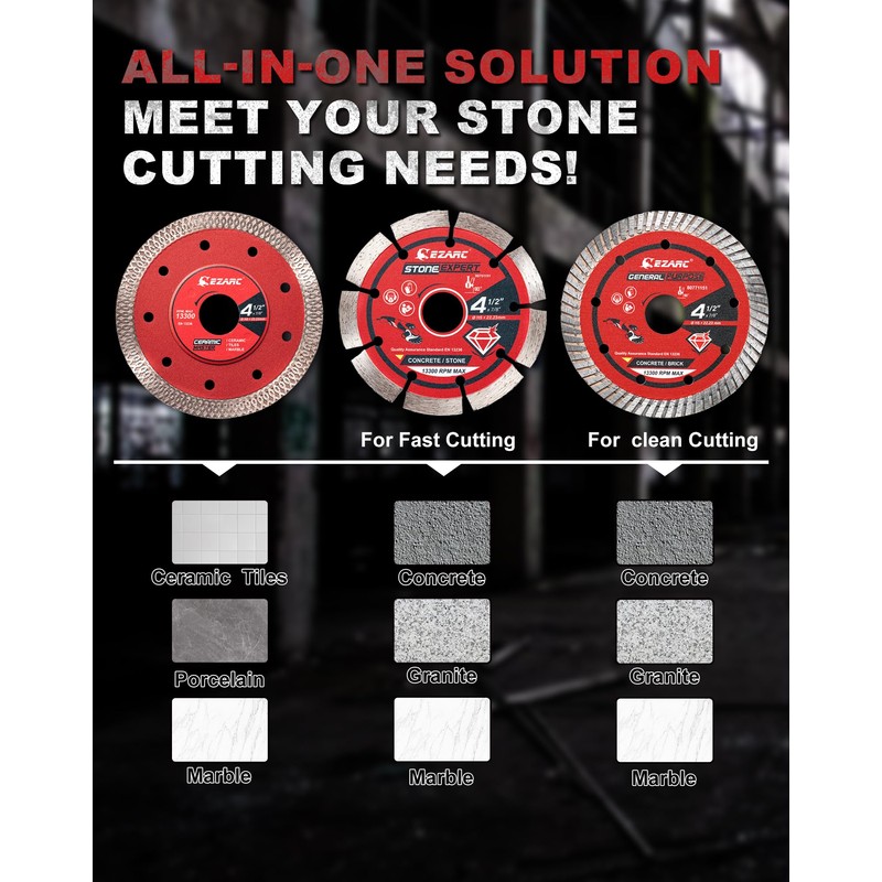 EZARC 4-1/2 inch Diamond Saw Blades for Angle Grinder, 3PCS
