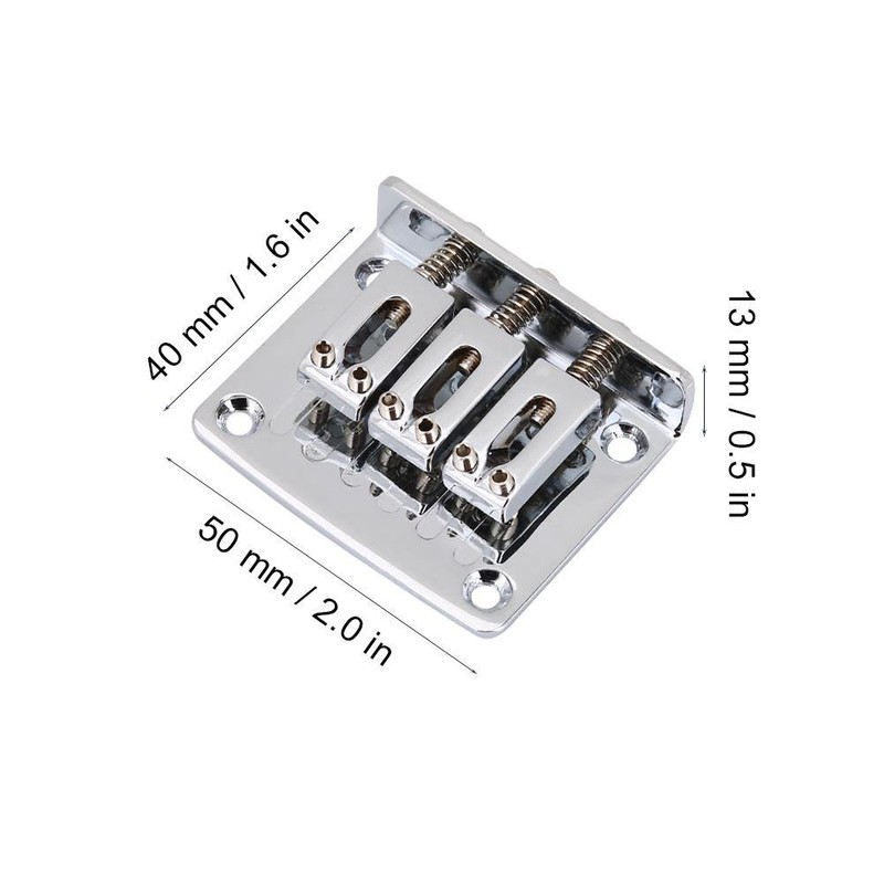 Electric Guitar Bridge, Zinc Alloy 3 String Fixed Hardtail Guitar