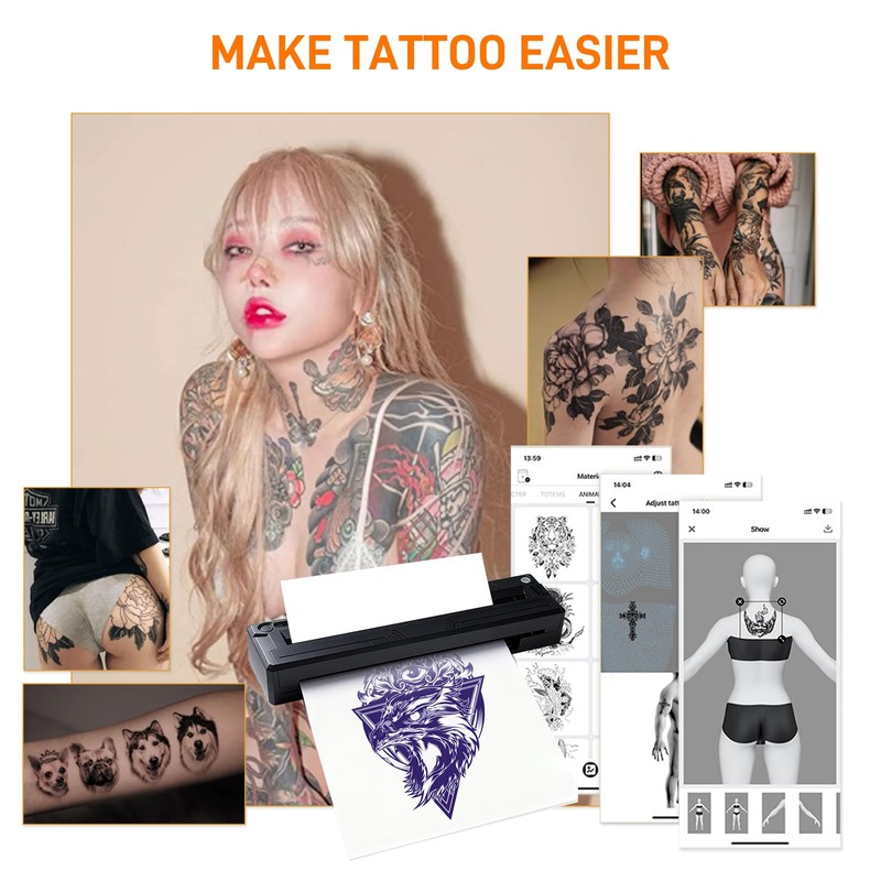 Urknall Tattoo Stencil Printer, Tattoo Thermal Printers Portable Tattooing Printers