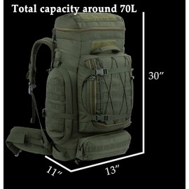 XMILPAX Large Internal Frame Backpack Tactical MOLLE Pack for Camping Backpacking Hunting Bushcraft Adventure 70L…
