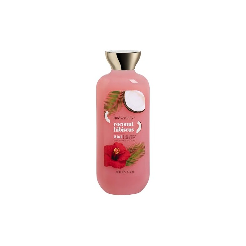 Bodycology 2-in-1 Body Wash & Bubble Bath, Coconut Hibiscus, 16