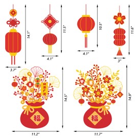 IARTTOP 2026 Chinese New Year Decoration Decals Lunar New Year Wall Stickers Spring Festival Fu Character Window Clings Chinese knot Lantern Wall Decals for Glass Office Self Adhesive Home Party Decor