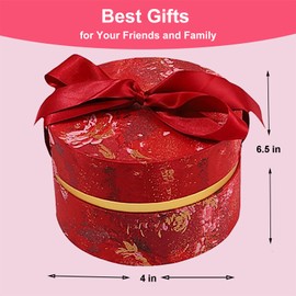 Qopoto Powder Puff, Large 6'' Body Powder Puff for Dusting Powder, Women Powder Puff with Storage Container for Bath, Body Powder Applicator and Oversize Powder Puffs for Body Powder (Dark Red)