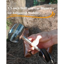 Survival Tools, 1.5 inch Bushcraft Hand Auger with Scotch Eye for Large Wood Pegs, Hand Auger Wood Drill, Essential Bushcraft Gear Manual Drill Hole Maker W/Settlers Wrench for Camping, Outdoor