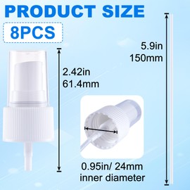 Deozu 8 Pcs Spray Bottle Top, 24mm Plastic Nozzle Sprayer Tops Replacement, Fine Mist Sprayer Pump for Essential Oil, Cleaning Solutions (White)