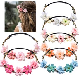 Flower Crown Headband Flowers Crown Bridal Flower Wreath Hair Band for Bride, Wedding, Bridesmaid, Accessories Hair, Hair Band, Women and Girls, for Travel Photography, Festival, Wedding and Party,