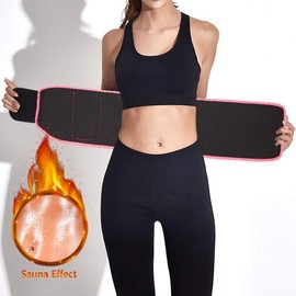 Stomach Sweat Band for Women - Sweat Waist Trimmer Belt Workout Waist Trainer Neoprene ab Wrap with Pocket Pink, Large