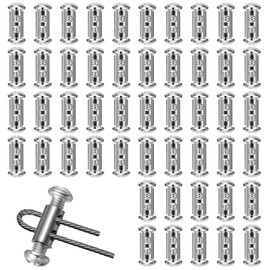 50Pcs Wire Rope Cable Clamps, Reusable M4 Double Hole with End Screw Stopper I Shaped Cable Grips Adjustable Metal Rope Lock Clip for 1-2.5mm Wire Cord
