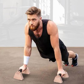 Push up Handles - Strength Training Pushup Stands Calisthenics Bars | 2X Workout Equipment with Ergonomic Wooden Grips for Calisthenics, Fitness Training