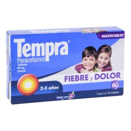 Tempra Tabletas Masticables Sabor Uva 80 Mg, 30 Tabletas
