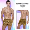 GENEMEN Mens Metallic Shorts Sparkly Shiny Holographic Short Pants Rave