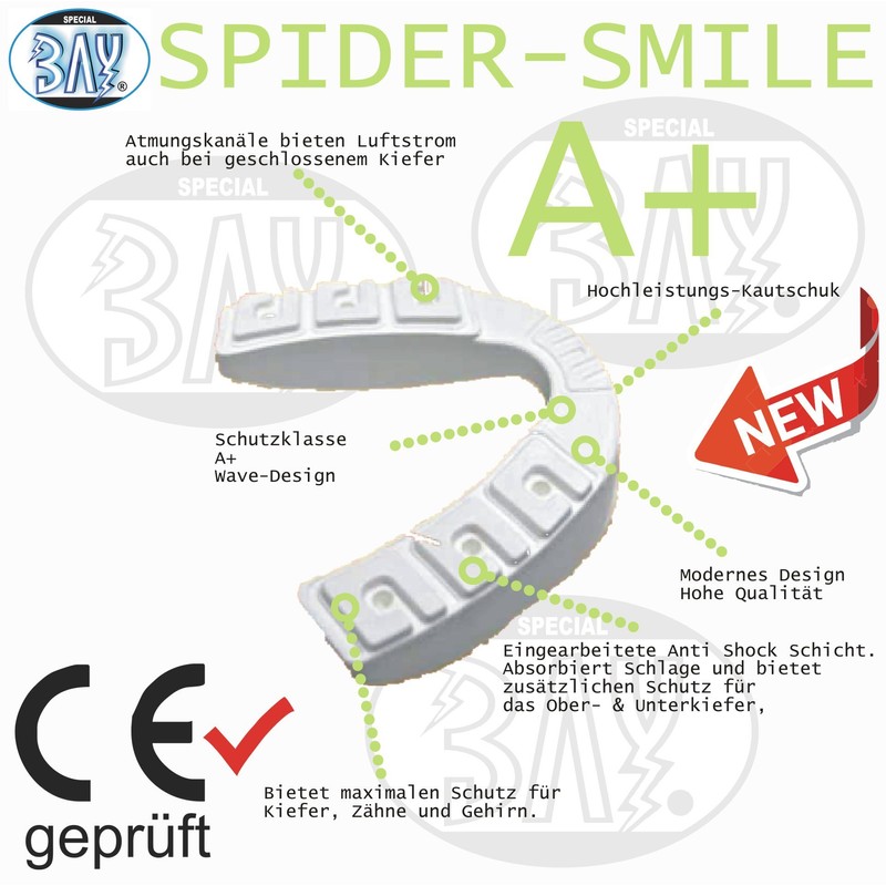 BAY Spider CE Spider Design Mouth Guard Black Children Teenagers