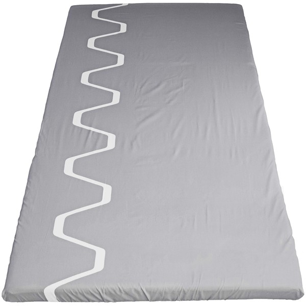 CAMEL PALMS Made in Japan 100% Cotton Single, 38.2 x 77.8 inches (97 x 195 cm), Fitted Sheet for Thin Mattresses (Up to 3.5 inches (9 cm) Thick, Gusseted, Zig Zag Pattern, Gray