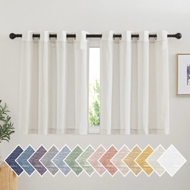 NICETOWN Natural Kitchen Curtains 36 inch Length, Grommet Small Curtains & Drapes Semi Sheer Privacy with Light Filtering Window Drapes for Cafe/Kids Room, W52 x L36, 2 Panels