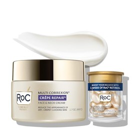RoC Crepe Repair Anti Aging Daily Face Moisturizer & Neck Firming Cream (1.7 oz) + RoC Retinol Wrinkle Smoothing Capsules (7 CT), Skin Care Treatment