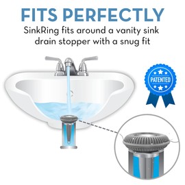 SINKRING The Ultimate Bathroom Sink Drain Protector Hair Catcher/Strainer/Snare (Gray)