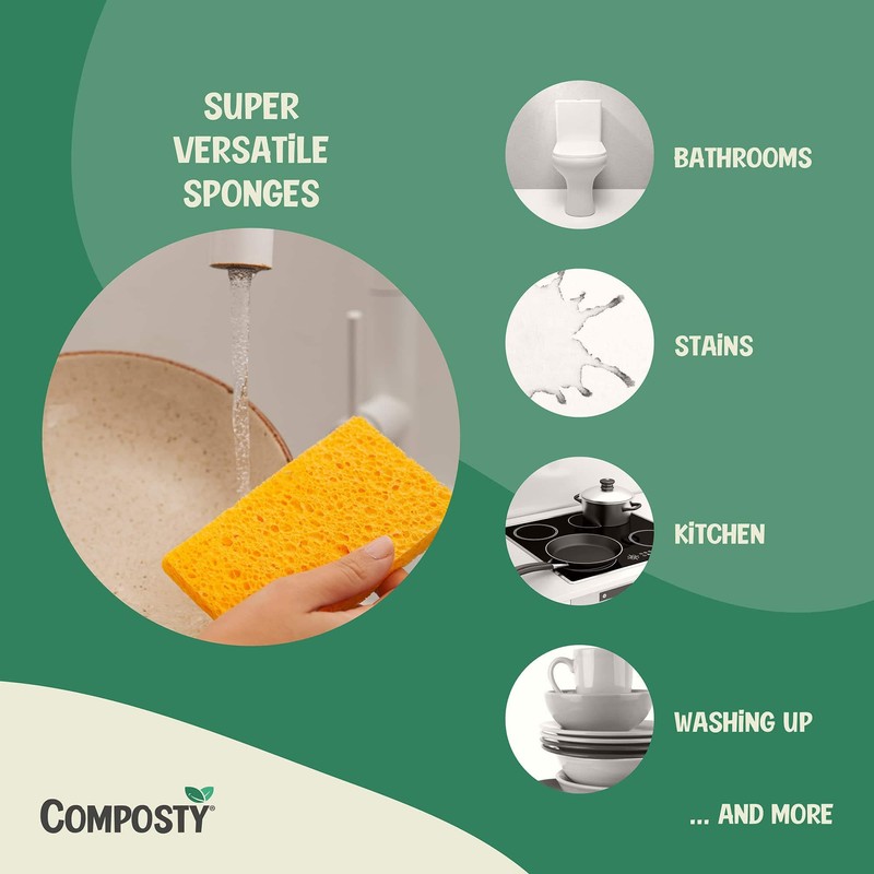Composty® | 'Pop-Up' Eco Sponges | 6 Pack | Compostable
