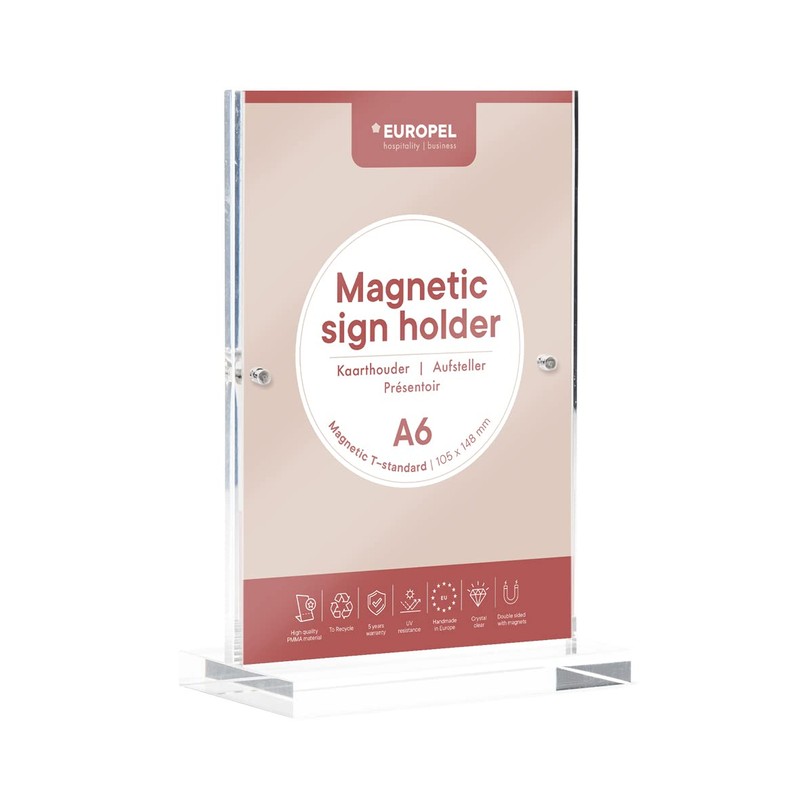 EUROPEL Luxe A6 Table Stand, T-Stand, with Magnets, Portrait Format,
