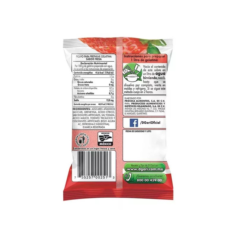 D'Gari 4 X D'GARI GELATINA DE FRESA 120 g CADA