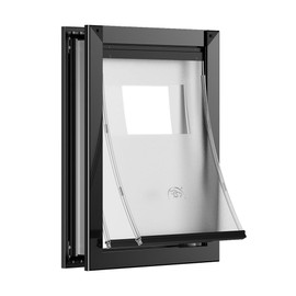 [MAVRICPOWER] Rust Proof Alminum Large Dog Door for Door, Doggie Door with 2 Sliding Lock Panels for Extreme Weather, Pet Door for Dogs Up to 80 lbs