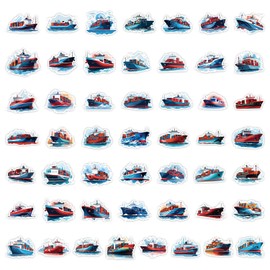 50PCS Cargo Ship Stickers for Laptop,Bumper,Scrapbook,Skateboard,Water Bottle,Helmet,Luggage,Guitar,Bike,Cute Cartoon Boat Stickers,Waterproof Vinyl Decals,Gift for Teens Children Adults Kids