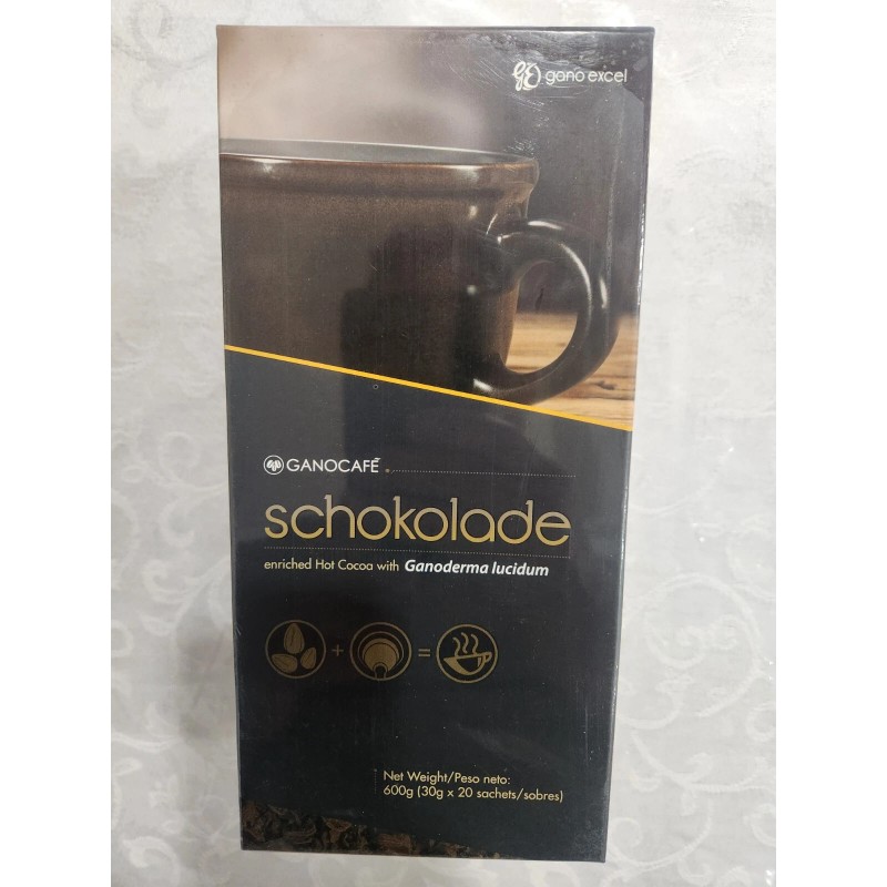 GANO EXCEL GANOCAFE SCHOKOLADE HOT COCOA GANODERMA 20 SACHETS EXPIRATION